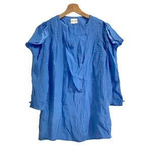 NWOT Reiss Baby Blue Silk Open Shoulder Blouse Women's 2